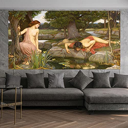 William Waterhouse Écho et Narcisse : grand art mural et affiche photo sur toile 40x80