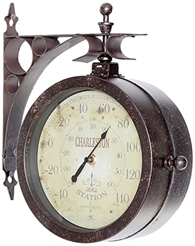Infinity Indoor/Outdoor 8" The Charleston Double Sided Clock & Thermometer - 12430Ct-Ruv2 #TOP2