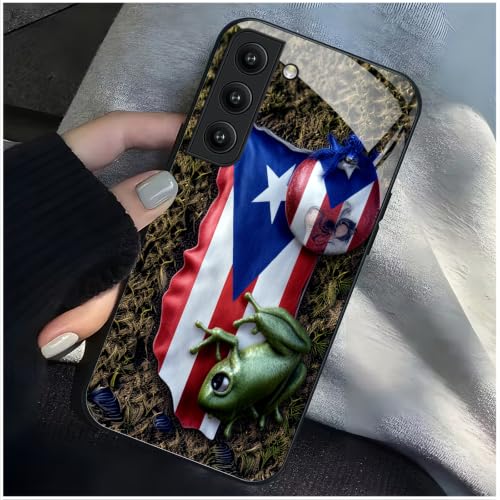 Joyharcase for Samsung Galaxy S21 Plus Case 6.7 inch Puerto Rico Flag Coqui Frog Native Wildlife Symbol Natural Print Men Women Teens Seniors Mates Holiday Present Glossy Smooth Hard Finish