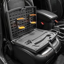 Front Seat Organizer MOLLE Panel Car Seat Organizer with Steering Wheel Tray Cup Holder, Car Trays for Eating, Heavy-Duty MOLLE Panels for Vehicles