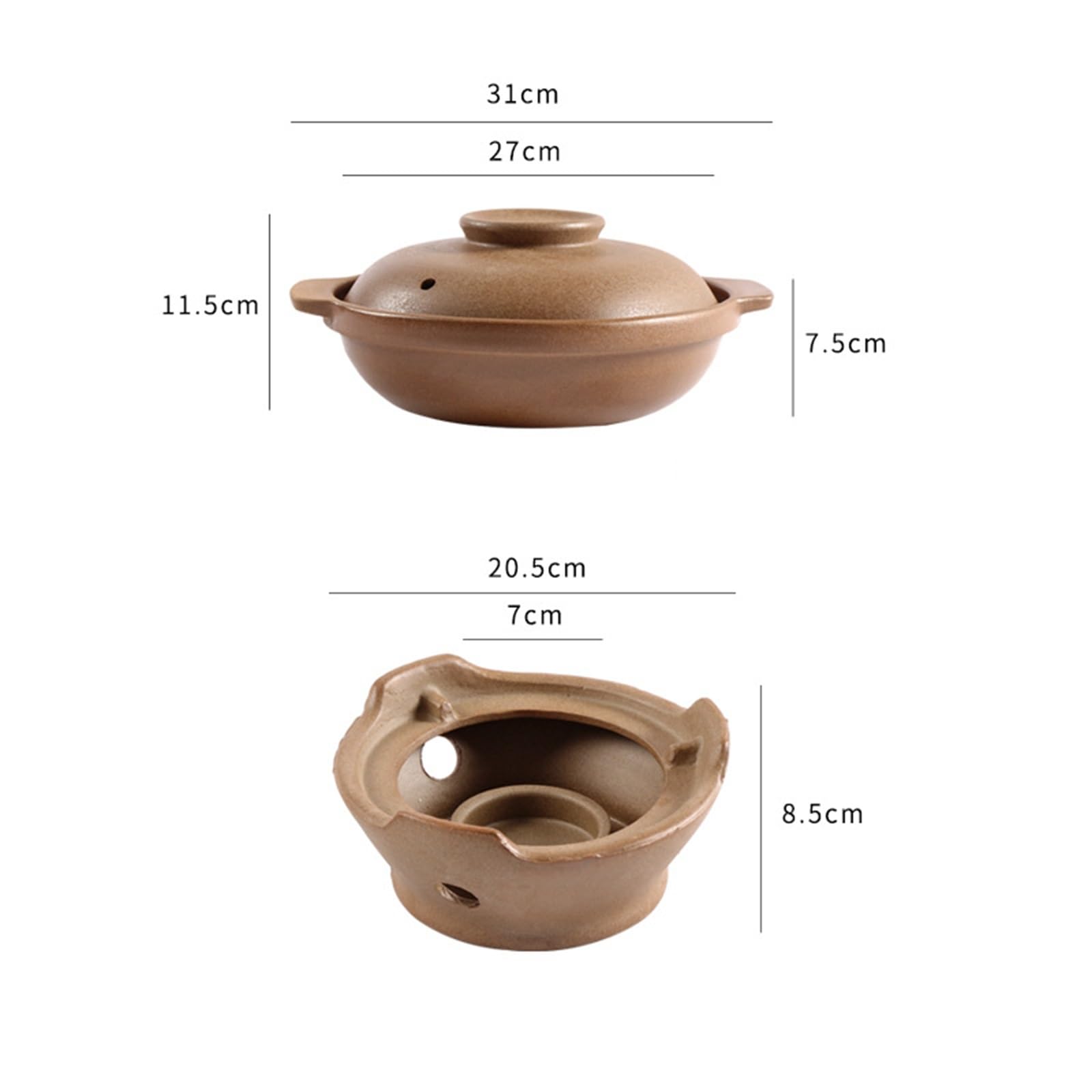 Cacerola de cerámica de terracota con tapa, utensilios de cocina de tierra para cenas y fiestas, olla de arcilla duradera para olla caliente y arroz, tamaño de 9.5 pulgadas