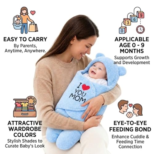 Image of BRANDONN Baby Blanket Newborn Gift Pack of Swaddle Wrapper, 0-9 Months, Length 68 cm x Width 68 cm