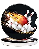 2 Pack Universal Ceramic Car Red Bowling Ball Flames,Ceramic Stone with A Finger Notch for Easy Removal of Car Cup Holder Coaster