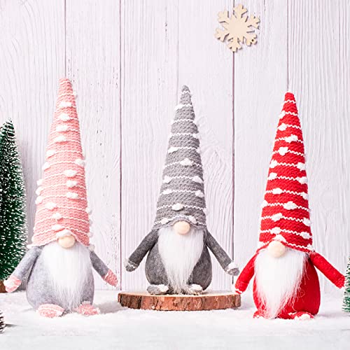 Christmas Gnomes Set Of 3, Gnomes Plush Decoration Christmas Elf Figurines For Home Ornaments, Holiday Dwarf Gnome Statue, Scandinavian Decor Holiday Gnome Handmade Swedish Tomte, Christmas Elf #TOP1