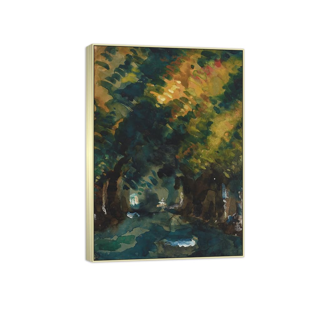 SDYSKKUG Canvas Wall Art Picture Decor Alley by Paul Cezanne 115x80cm Silver Frame
