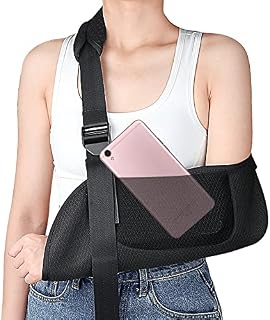 WQEPYY Arm Sling, Shoulder Immobilizer with a Neck Pad, Breathable Wrist Elbow Support Brace, Adjustable Arm Support Strap for Broken Wrist, Elbow, Arm, Dislocated Shoulder ,Women and Men(L)