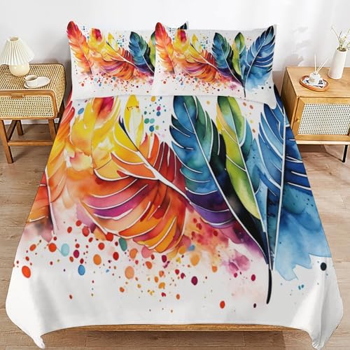 Parure de lit bohémien en microfibre supérieure avec impression botanique rétro