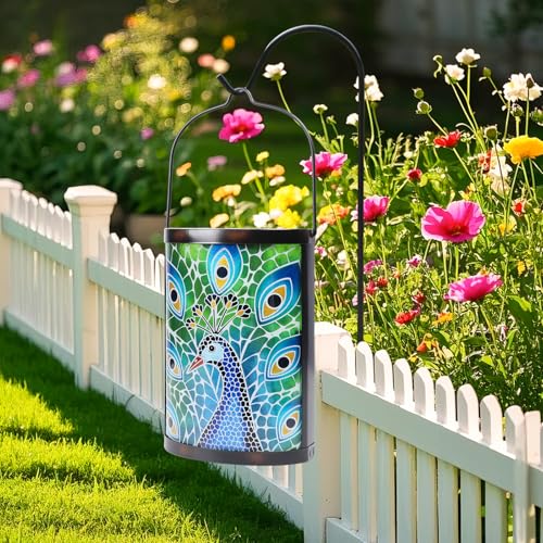 MUMTOP Peacock Solar Lantern, Hanging Glass Outdoor Garden Light by MUMTOP - Used condition - Image 5