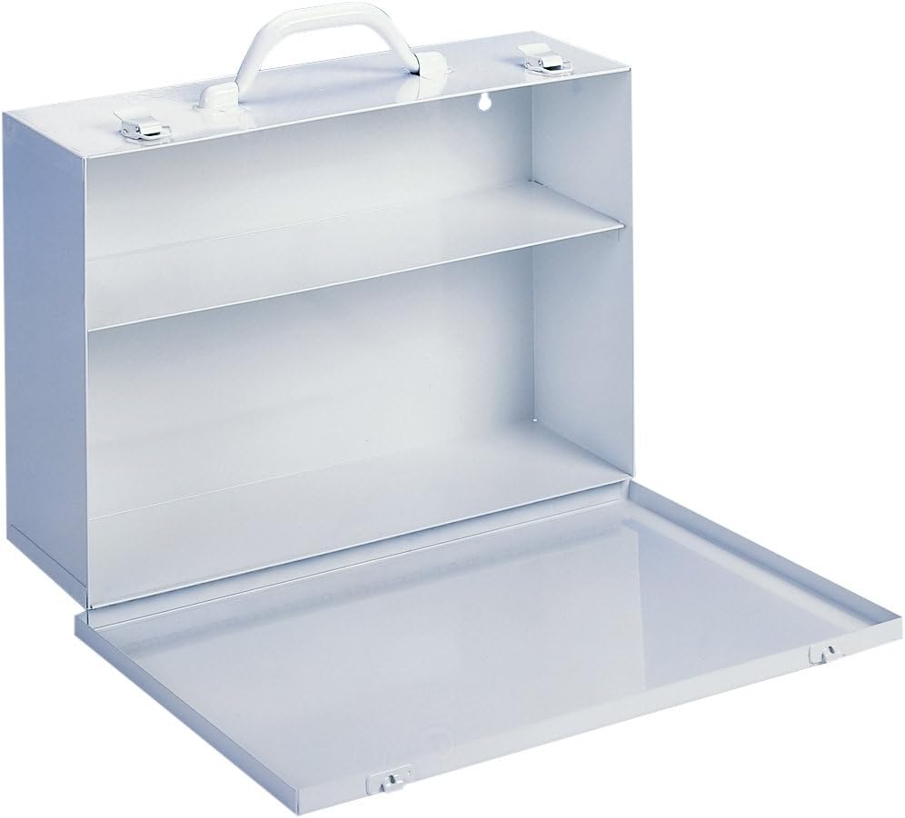 Durham 533-43 White Cold Rolled Steel 7FX Industrial Empty First Aid Cabinet with Fold Down Door, 15" Width x 10-1/4" Height x 4-1/2" Depth, 2 Shelves