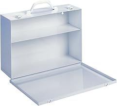 Durham 533-43 White Cold Rolled Steel 7FX Industrial Empty First Aid Cabinet with Fold Down Door, 15" Width x 10-1/4" Height x 4-1/2" Depth, 2 Shelves