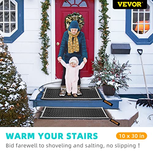 Vevor Snow Melting Mat, 10 X 30 Inch, 3 In/H Speed, Heated Outdoor Doormat For Winter Stairs, No-Slip Rubber With Plug, Power Cord, Outlet Timer, Reflective Strip, Velcro, Ground Stake, 10” X 30" #TOP1