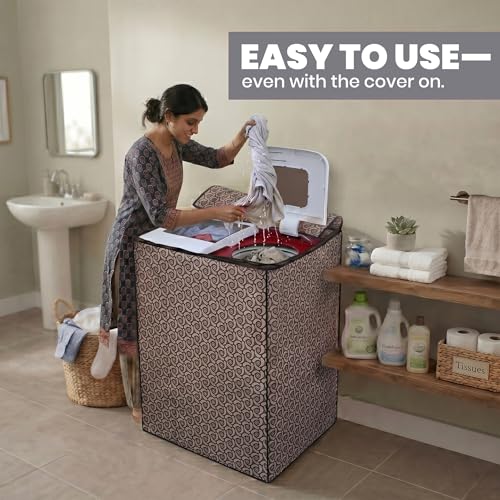 Image of DREAM CARE Waterproof & Dustproof Washing Machine Cover Top Load & Semi Automatic Suitable for 6 kg, 6.2 kg, 6.5 kg (80 x 86 x 51 cms)
