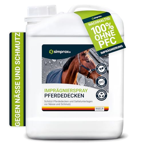 SIMPRAX® Spray Imperméabilisant Couverture Cheval & Tapis de Selle - Hydrofuge, Sans PFC, Certifié OEKO-TEX & V-Label - Protection Respirante & Écologique - Impermeabilisant Tissu Textile 2,5L