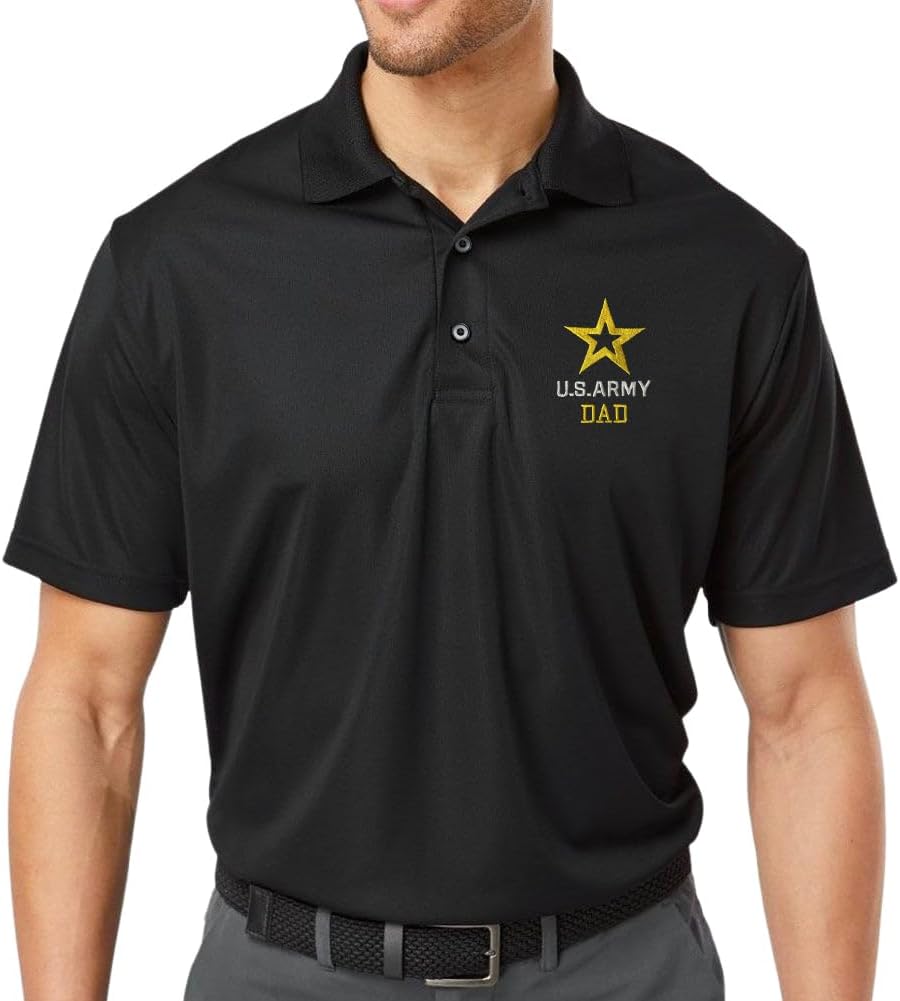 Armed Forces Gear US Army Dad Polo for Men (Black)