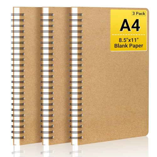 Carnet à spirales non ligné A4 EUSOAR en kraft avec couverture rigide pour dessin