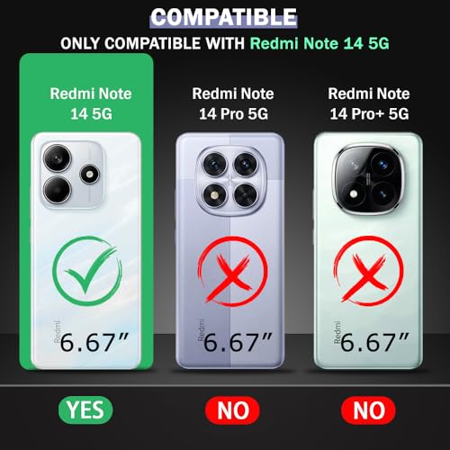 Image of AIBEX Compatible for Redmi Note 14 SE 5G / Redmi Note 14 5G Flip Cover Leather Finish with Magnatic Closure | Inside TPU with Card Pockets | Wallet Stand | Complete Protection Flip Case -Black