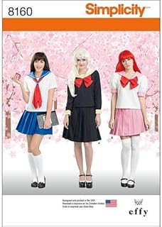 Simplicity 8160 Anime School Girl Cosplay Sewing Pattern, 3 Costumes Sizes 4-12
