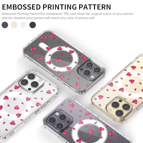Coque magnétique iPhone 15 Pro antichoc et transparente cœur de pêche - 2