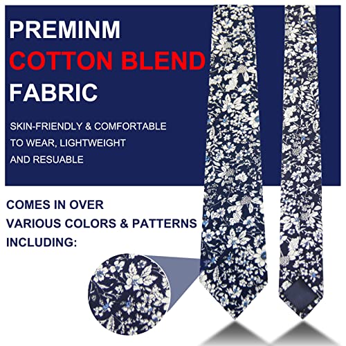 Image of Mantieqingway Floral Ties for Men Skinny Cotton Tie Flower Necktie