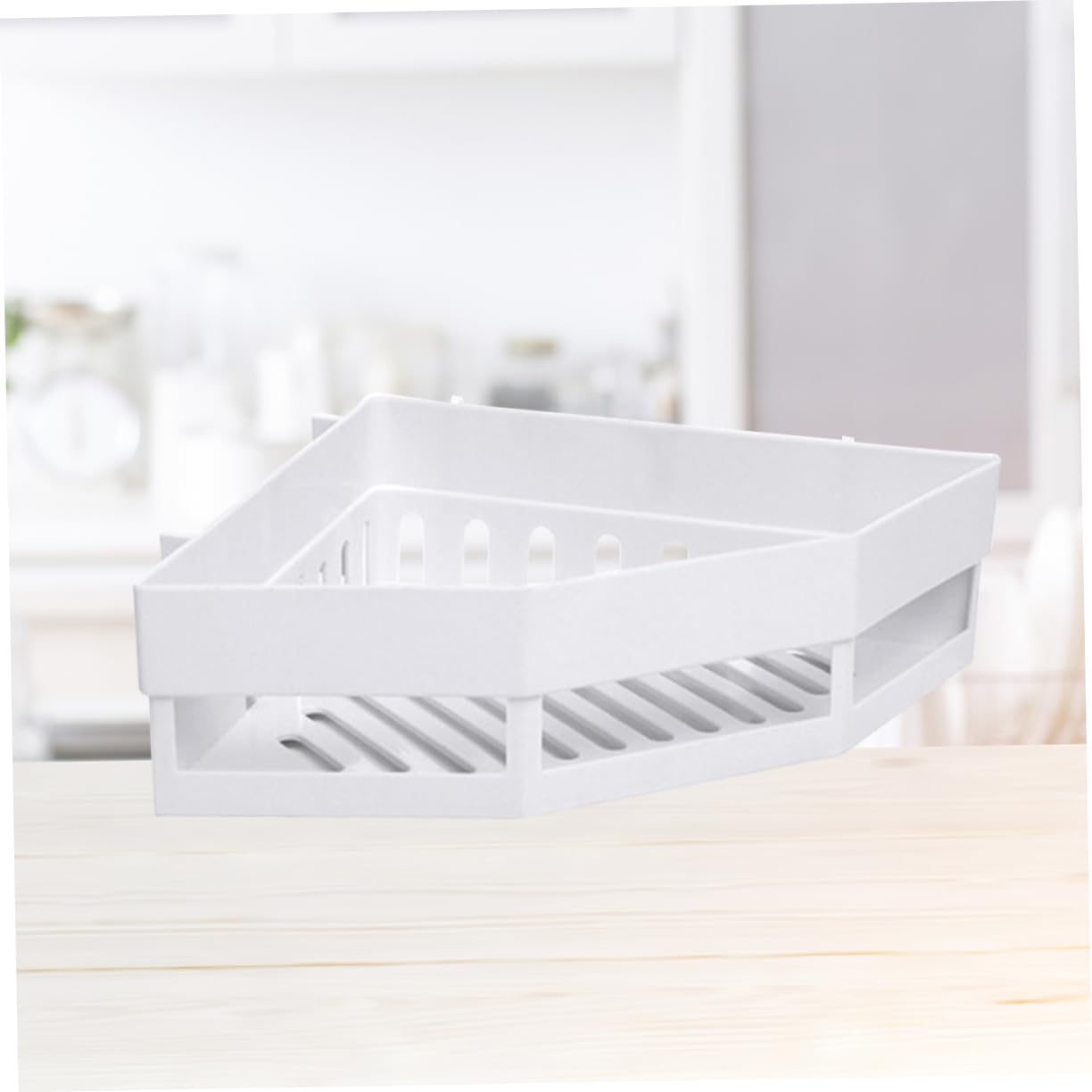 2 estantes adhesivos para esquina de baño, estante triangular montado en la pared para almacenamiento de ducha, organizador de baño de plástico blanco, 7.48 x 7.48 x 5.11 pulgadas 6