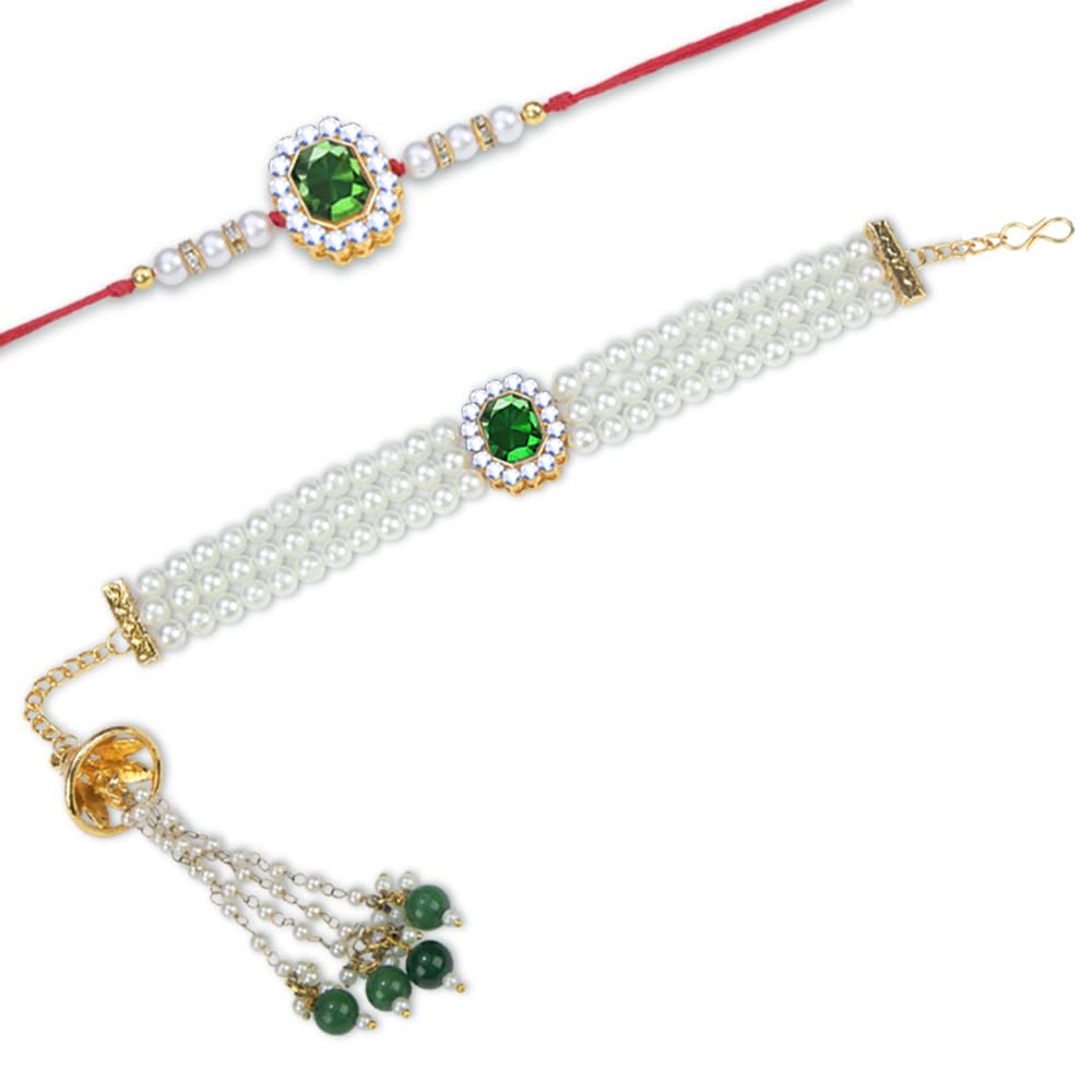 Kaameri Bazaar Unisex Adult Rakhi For Brother And Bhabhi Raksha Bandhan Green Bracelet Rakhi For Brother - Bracelet Lumba For Bhabhi Combo With Roli Chawal Pack - Bhaiya Bhabhi Rakhi Set (B0D17D2NX6) Amazon Price History, Amazon Price Tracker