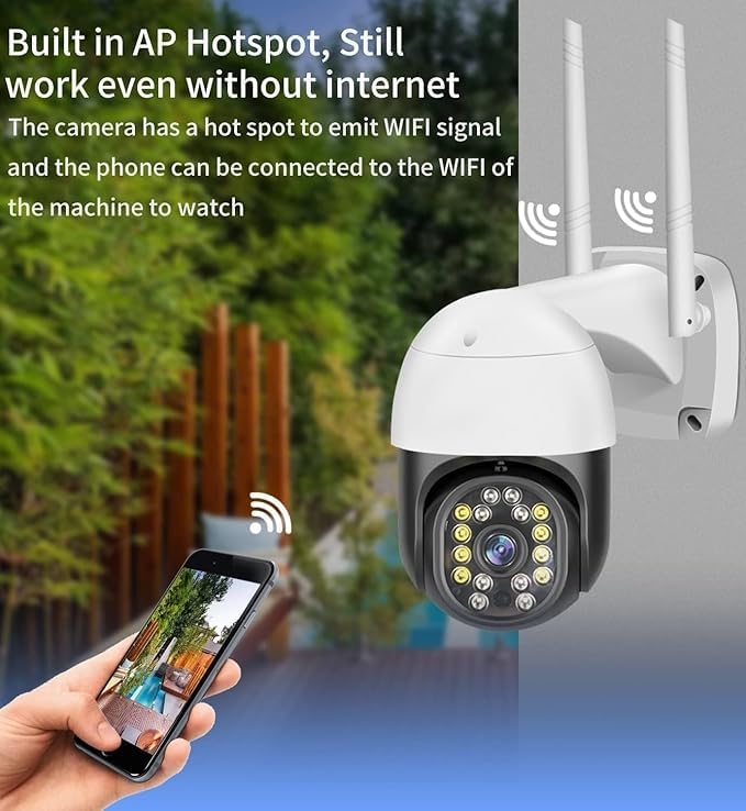 Image of JB Supar 4MP WiFi PTZ Security Camera for Home Outdoor | Full HD | 360 Rotation | Color Night Vision | Motion Detection | Two Way Audio | Wireless CCTV Camera with Mobile App V380 Pro (Black Dome)