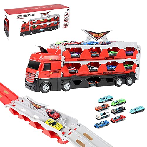 FEBUD Mega Hauler Truck with Ejection Race Track, Kids Big Truck