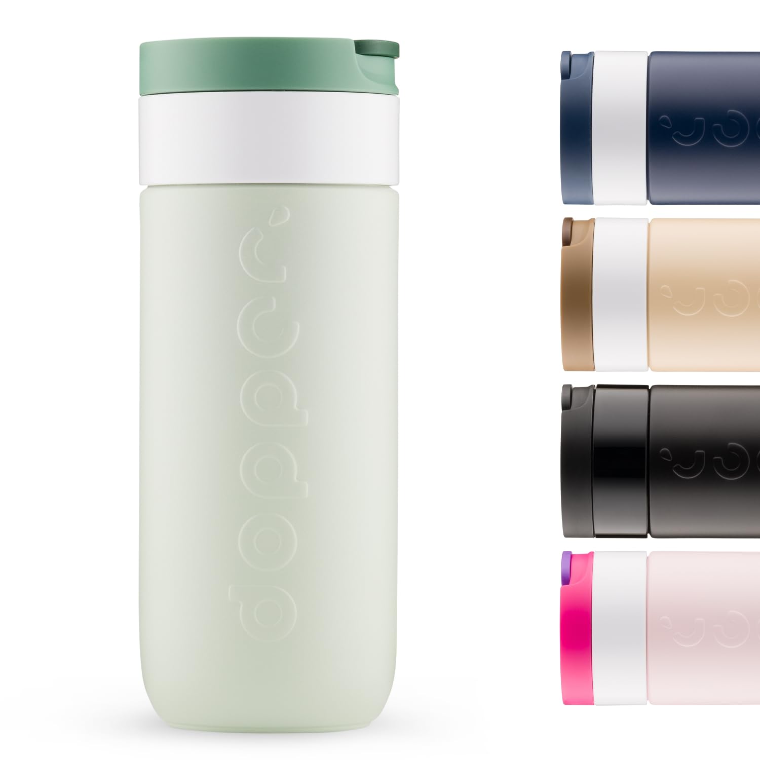 Dopper Mug de voyage isotherme 400 ml, vert forêt, anti-fuite, pour boissons gazeuses, 6h chaud/20h froid, 90 % acier inoxydable recyclé