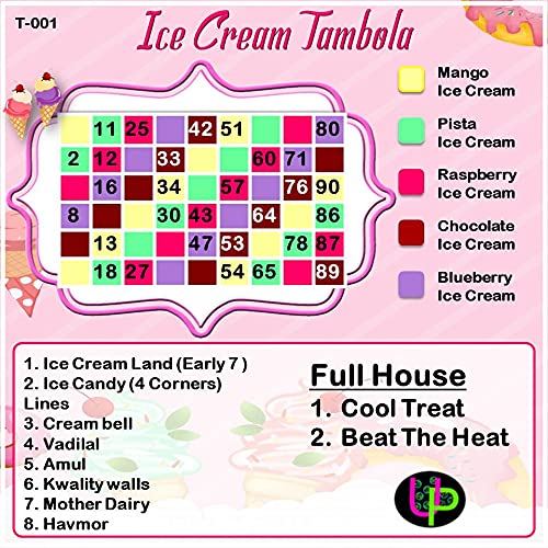 UltPult Tambola Ice Cream Tambola Tickets | Summer Food Theme Housie Tambola Themed Bingo Game| Kitty Party Theme Housie Tickets | English | for Family & Friends (Set of 15 Tickets) 1