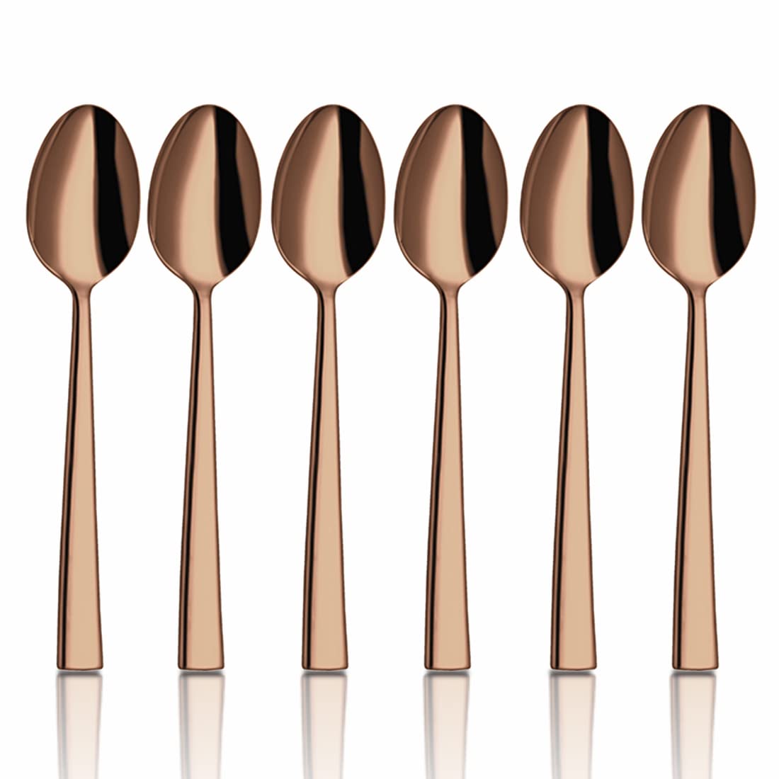 Shri & Sam Stainless Steel Lotus Plain Rose Gold PVD Coating Desert Spoon,6 Pieces