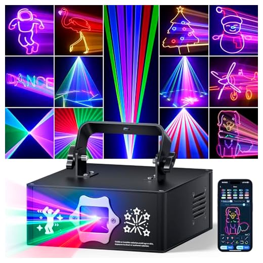 KeoBin APP DJ Laser Lights Professional - 200+ 3D RGB Animation Laser Light Show, Hand Drawing, Custom Patterns, Sound Actived & DMX Sync for Party, Stage, Club