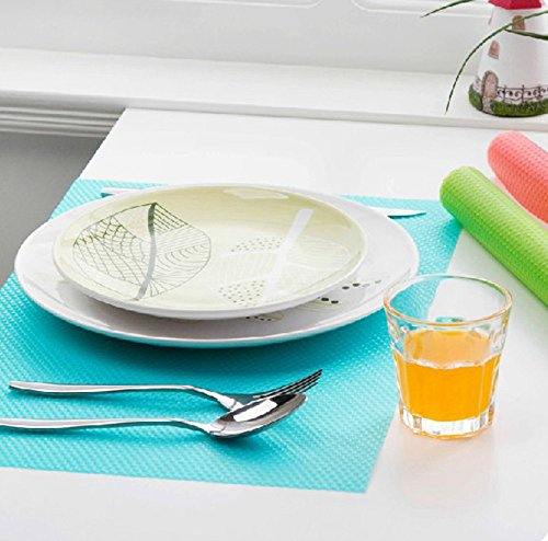Refrigerator Mats Shelf Liners Fridge Pads Drawer Table Mats Cabinet Placemats Washable Adjustable Multi-Purpose Liners, Non-Adhesive (Blue)