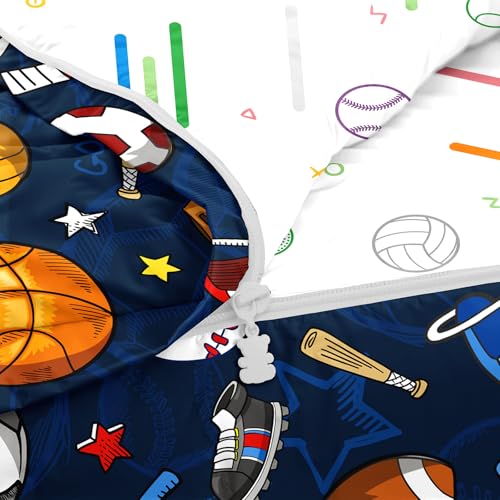 Image of Kids Comforter Set,Zipper Bedding Twin for Boys,Football Printed Comforter Set with Soccer Basketball Fitted Sheets and Pillowcases for All Season(Tennis)