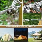 3 Pcs M6 Turnbuckle Wire Tensioners & 6 Wire Rope Tensioners & 6 Cable Tension Wire Rope Crimping Sleeves, Stainless Steel Turnbuckles Hooks Clamps for Garden Plants Washing Line Tensioner - Image 7