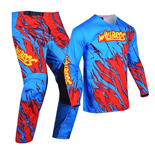 Willbros Conjunto de calça de motocross masculina e feminina Dirt Bike MX Gear Enduro Off-road Racew