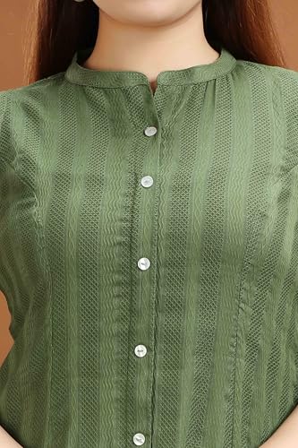 Image of Cotton Culture Green Cotton A Line Sleeveless Kurta