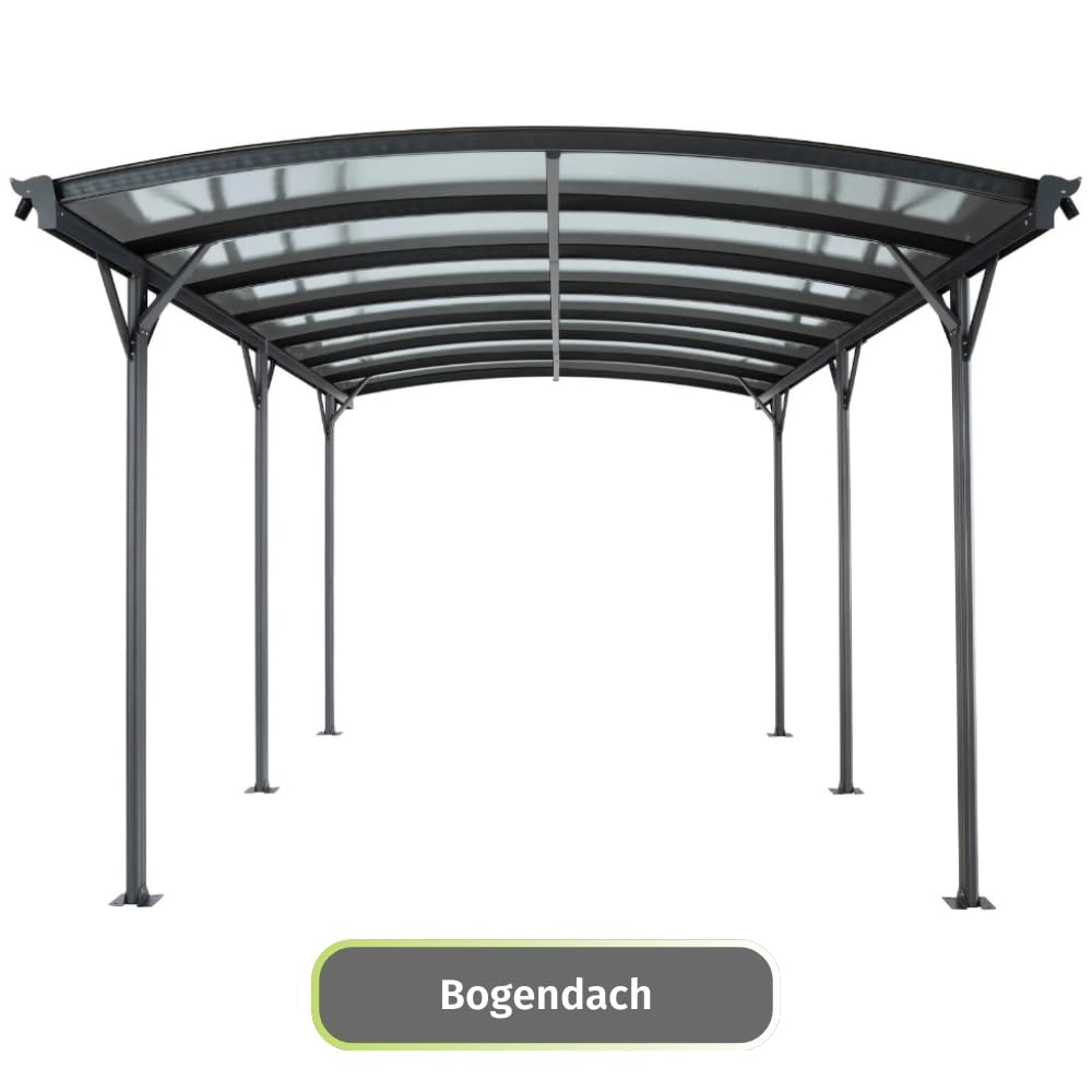 HORI Carport Aluminium/Anthrazit, witterungsbeständiger Auto Unterstand, Moderne Garagenüberdachung für den Außenbereich, Stabiler Garagenunterstand mit 5030 x 3050 x 2320, Bogendach