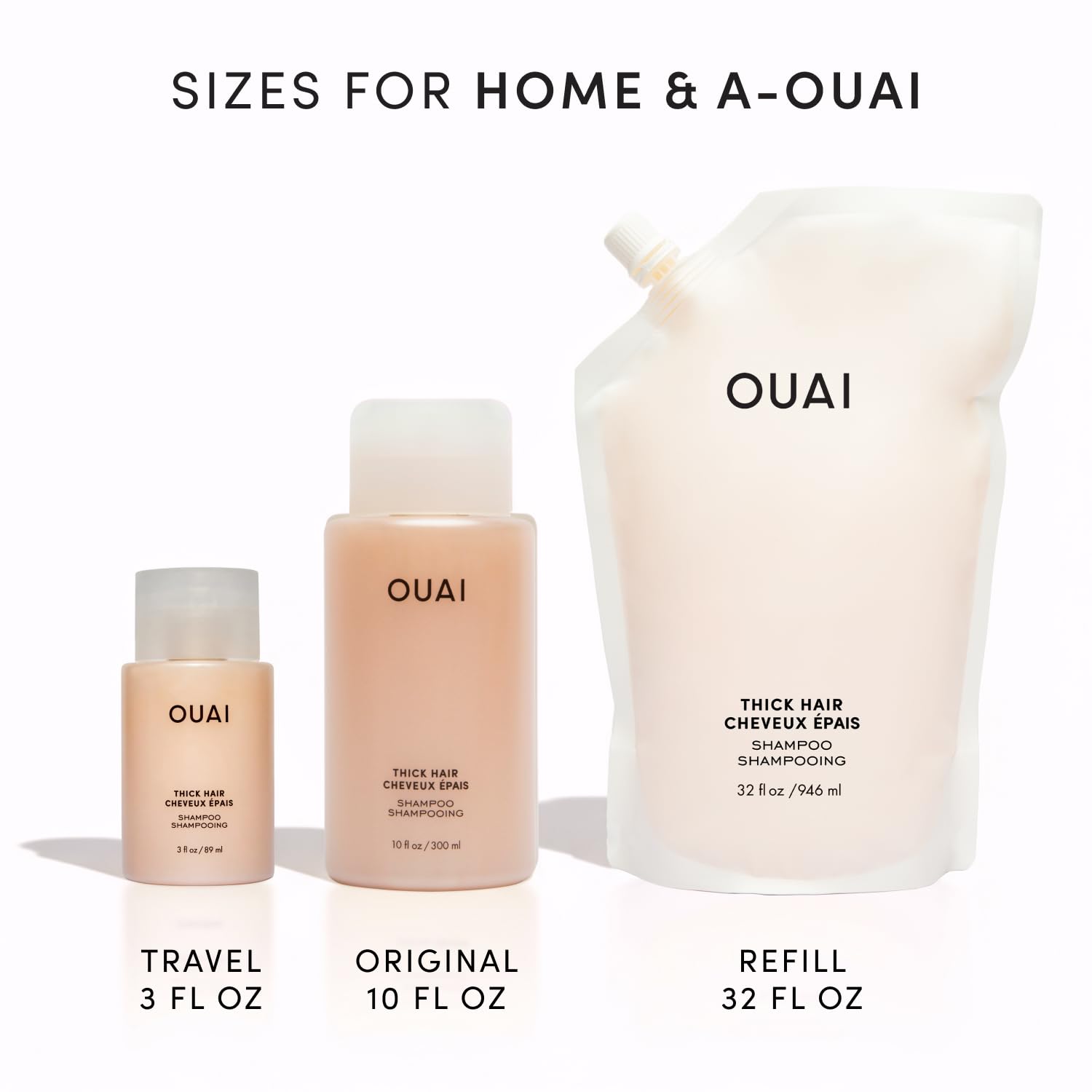 Ouai Thick Shampoo Refill Pouch. Fight Frizz and Nourish Dry, Thick Hair with Strengthening Keratin, Marshmallow Root, Shea Butter and Avocado Oil