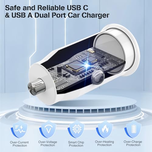 40W USB C Car Charger, Dual Port USB-C & USB-A Car Fast Charging Adapter - image 5