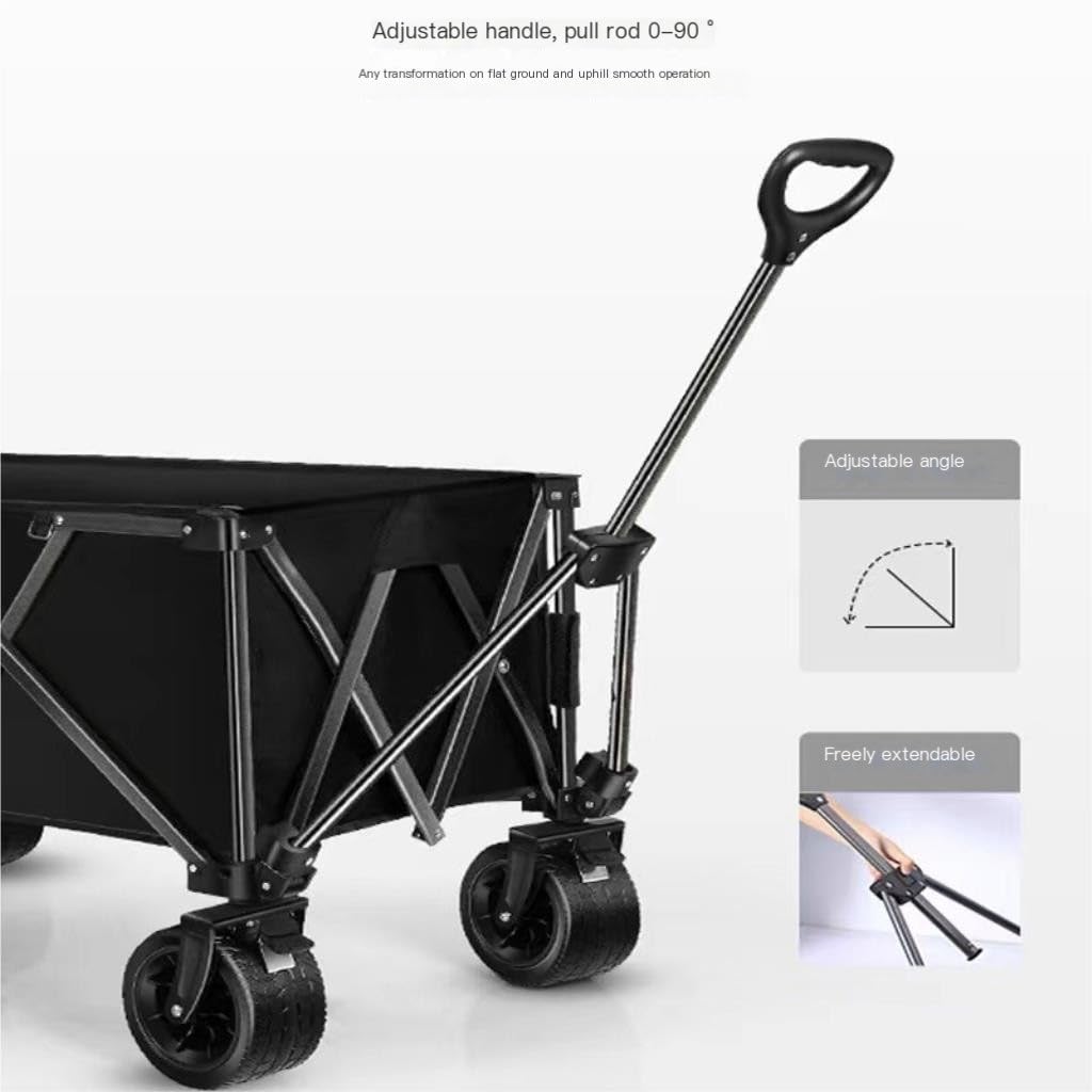 Tragbarer Strandwagen für Wohnmobil, Camping, faltbarer und kleiner Outdoor-Einkaufswagen, leichter Stall, Ziehwagen für Outdoor-Aktivitäten, Schwarz
