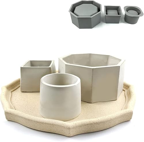 Miniatura 7 de Diarypiece Maceta de hormigón molde de resina epoxi maceta de suculentas molde de silicona