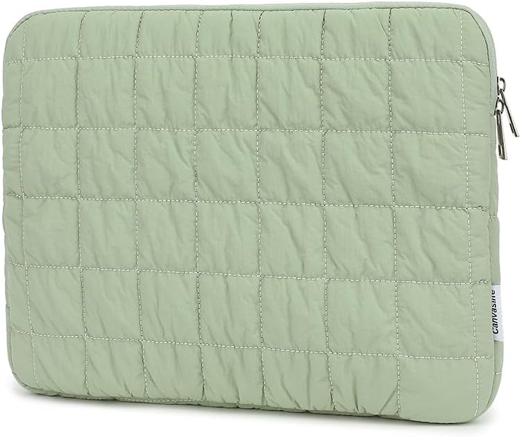 Canvas Life 360 Protected Fluffy Notebook Sleeve Bag, Multi-Pocket Compatible with iPad Pro 12.9-inch, MacBook Pro Air 13-inch and 12.5-13.5-inch Notebook Quilted Fluffy Design (Army Green)