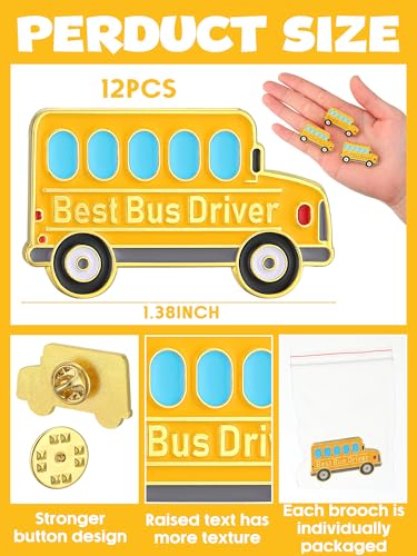 Image of Landical School Bus Ornament Appreciation Gifts Driver Pins Bulk Thank You Pins Birthday Essentials Accessories for Men Retired