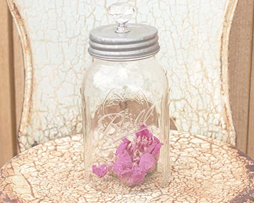 Image of Open Bottom Mason Jar Glass Shade with 1-5 /8-Inch Fitter Opening Lighting Lid (RM Quart Ball Jar, Clear)