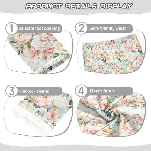 Girls' Athletic Leggings Ankle Length Yoga Dance Pants Kids Teen 4T Peony Rose3