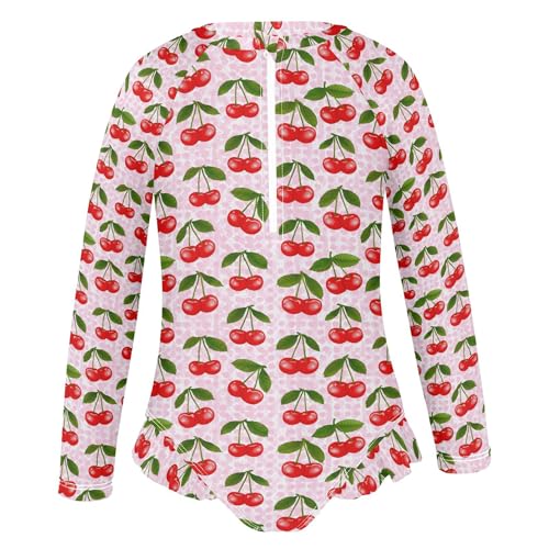 Cherry Fruit Girls Long Sleeve Rashguard Swimsuit UV Protection One-Piece Swimwear Bathing Suit B04047092