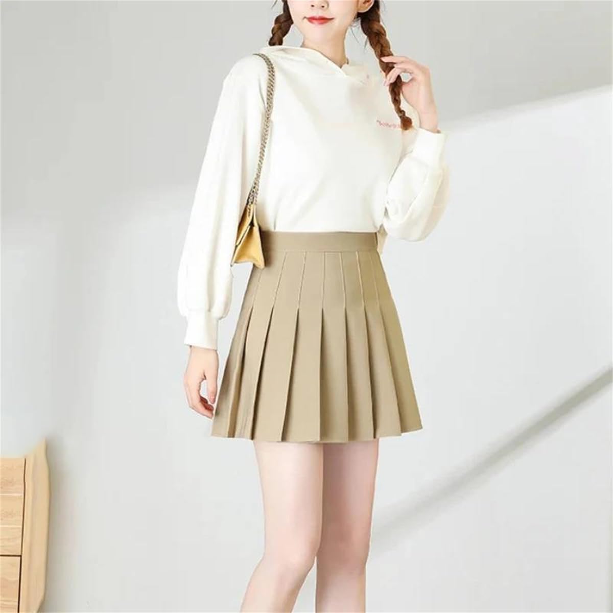 Gonna da Donna Mini Gonna A Pieghe Marrone Moda Estiva per Ragazze