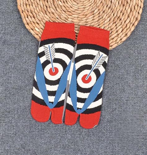 Fendawn Strive 4 Pairs Japanese Style Men's Two-toe Socks Cotton Cosplay Socks (Random Pattern)2