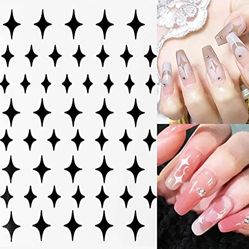 French Tip Nail Stickers 6 Sheets French Nail Art Airbrush Templates Funny Printing Decal 3D Self-Adhesive Butterfly Star Heart Designs Hand Painted French Manicure Decals For Acrylic Nails Decoration #TOP1