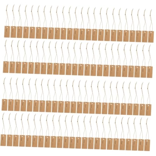 OSALADI Etiqueta De Cuerda Elástica Pequeño Minorista Oro Etiquetas De Envío Etiquetas Tarjetas De Collar Para Vender Joyas Papel Kraft Light Brown 100 Piezas X 4